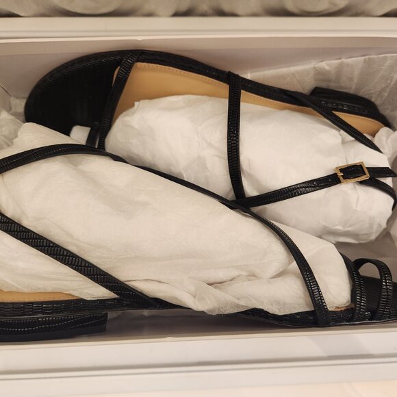 VIA SPIGA Black Croc Calandre Round Toe Leather Slingback Sandals. NIB. Size 9 - Picture 11 of 13